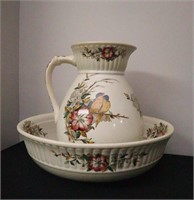 Antique Porcelain Wash Pitcher & Bowl
