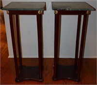 Pair of Marble Merlot & Green Plant Stand