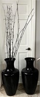 Pair of Large Heavy Black Vases