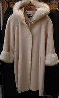 JP Hooded Wool & Faux Fur Coat Sz 18