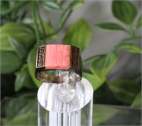 Sterling Silver Square Nat Stone Ring Sz 8