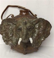 Hand made pottery canteen with elephant face 12