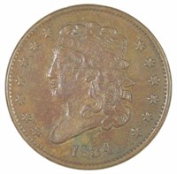 AU-50 1834 Half Cent