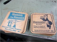 2-types of Hamm's beer drink coasters.