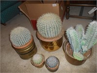 Brass planters with faux cacti