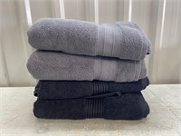 2 Grey/2 Black Bath Towels