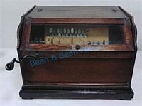 Antique oak concert roller music box