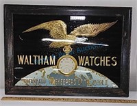 Antique Waltham watches sign reverse painted