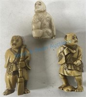 Group of three carved ivory Netsuke