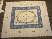 Antique quilt with rose pattern