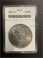 1884 0 Morgan silver dollar MS 60
