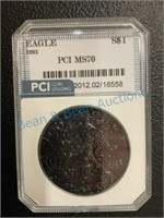 1993 silver eagle MS 70 early date