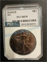 2011 silver eagle MS 70