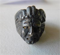 Artisan Signed Sterling Indian Mortcycle ring