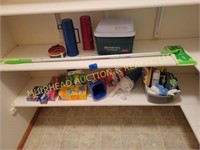 SWIFFER, COOLER, TRASH BAGS, CLEANING SUPPLIES