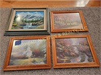 FRAMED PICTURES, CHURCH,  BRIDGE, MOUNTAINS