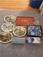 TRAYS, PLATES, HEAT PAD, GIFT SET, CURRIER & IVES