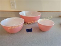 PYREX PINK NESTING BOWLS # 401,402 & 404