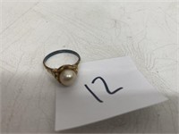 14K Gold Electro Plated Ring with Real Pearl