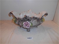 Vtg Capodimonte style floral centerpeice bowl