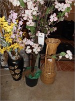 Vtg Schewich German gold floral vase 15in tall