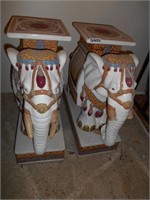 Pair of Asian lucky white elephant plant stands