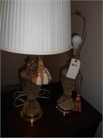 Pair of beautiful glass and gold tone lamps