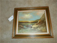 Signed Engel Oil on Canvas framed Beach Scene