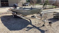 Seaark Fishing boat 15’L x 66”W, w/ Trailer w/ tit