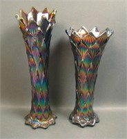 Two Dugan Purple Lined Lattice Vases