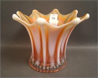 Dugan Peach Opal Squatty Wide Rib Vase