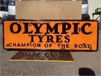 Original Embossed Olympic Tyres 6ft x 2ft Enamel