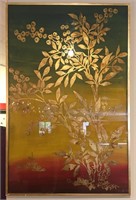 Golden Burgandy Leafed Wall Art 37x59