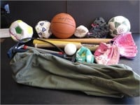Kids Sports Duffle Bag Full; T-Ball Stand included