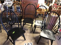 6 Black wooden chairs