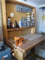 Homemade Work Bench w/ Vise and Contents