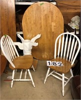 2-2 White & Oak chairs w/ 60" round X42"