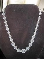 Vtg Faceted Glass Bead 8" Necklace on Sterling