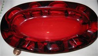 Retro Ruby Red Viking Art Glass Ashtray