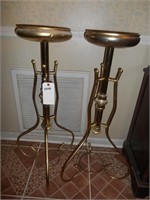 Gold tone metal plant stands 37in tall, 16in plant