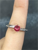 Sterling ring with pink gemstone