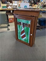 Unusual Wood/Stained Glass Tie Cabinet