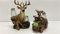 Deer themed salt&pepper shaker holders, one
