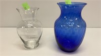 Cobalt blue vase and clear vase