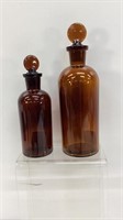 Apothecary  Brown Glass Bottles w/ glass stoppers