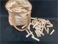 Large Bag of Wooden Clothes Pins