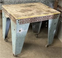 Steel Frame Wood Top Work Table Appr 29”x22”x27”