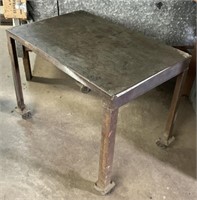 Steel Work Table w/ Wheels Appr 36.5”x24”x29”