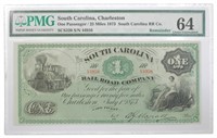 South Carolina. Charleston. 1873 $1 Fare Ticket