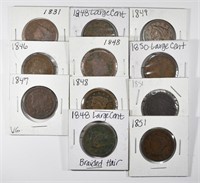11 MIXED DATE CIRC LARGE CENTS